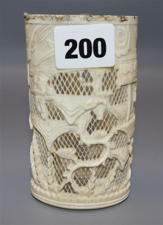 Carved ivory pot